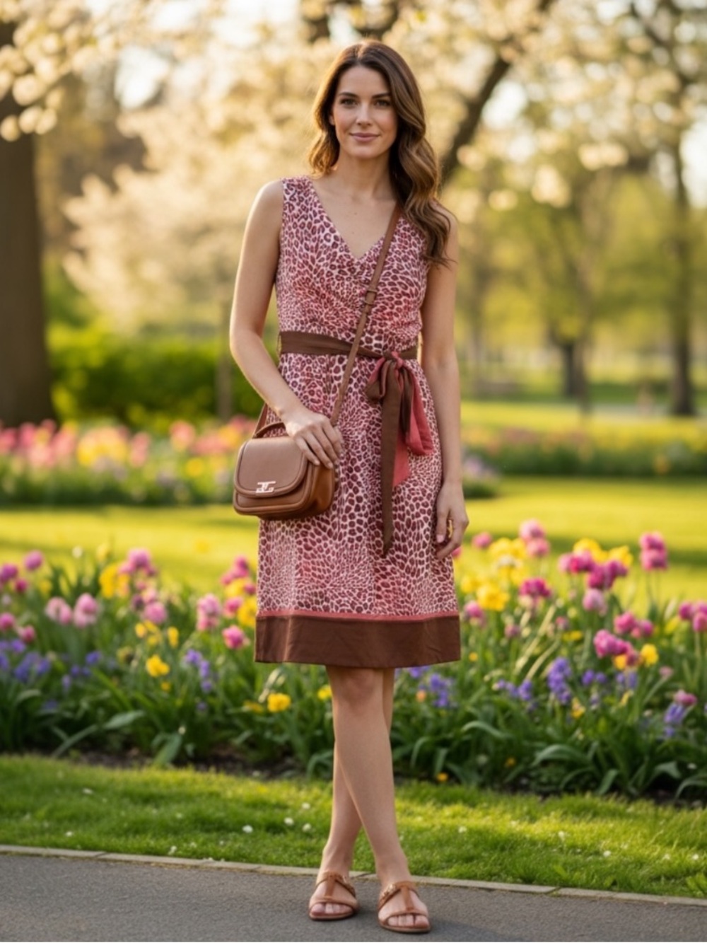 BCBG MAXAZRIA GIRAFFE PRINT DRESS. SIZE: MEDIUM